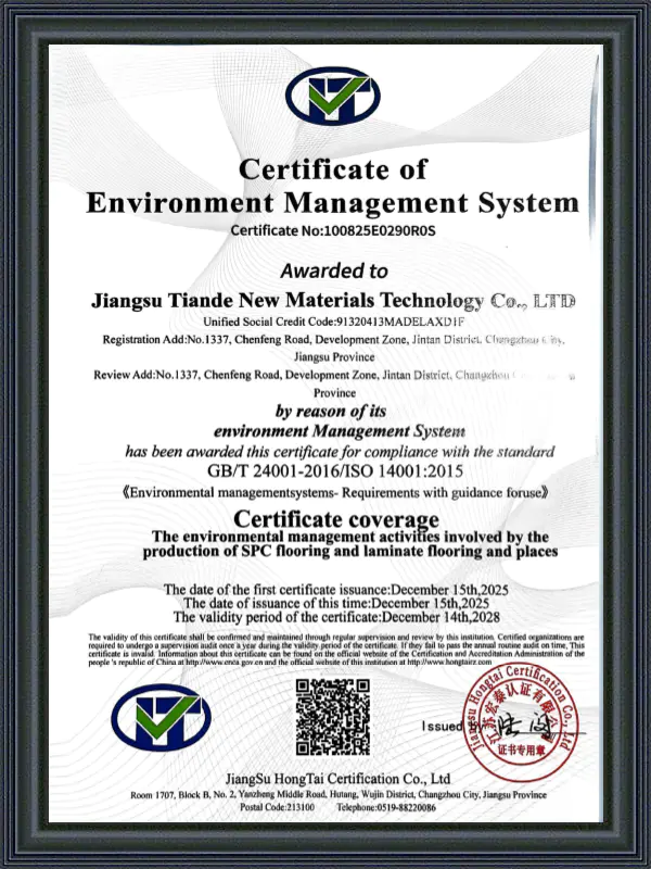 Certificato del sistema di gestione ambientale